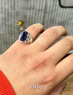 Natural Sapphire Ring original Blue Sapphire Ring For Men Sterling Silver 925