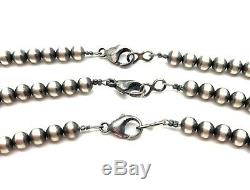 Navajo Pearls Sterling Silver 5mm Beads Necklace