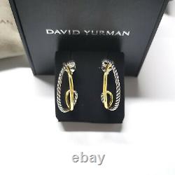 New David Yurman Crossover Collection Hoop Sterling Silver With gold Earrings