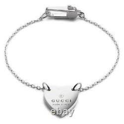 New Original Gucci Womens Sterling Silver Heart Pendant Bracelet YBA223513001018