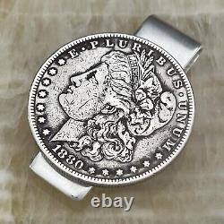 New Sterling Silver. 925 Credit Card Money Clip Wallet 90% Silver Morgan Dollar