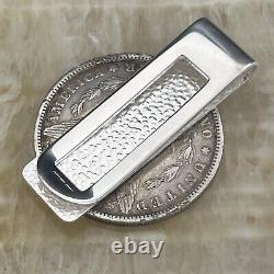 New Sterling Silver. 925 Credit Card Money Clip Wallet 90% Silver Morgan Dollar