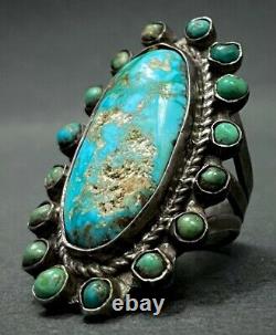 OLD Vintage 1930s Navajo Native American Sterling Silver Turquoise Cluster Ring