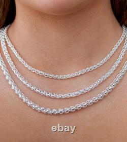 Olive & Chain Solid 925 Sterling Silver Wheat Spiga Chain Necklace (16-30 inch)