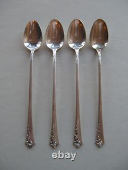 Oneida DAMASK ROSE Sterling Set of 4 Iced Tea Spoons