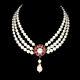 Oval 6x4mm Ruby Only Heated Baroque Pearl 925 Sterling Silver Necklace 16.5 Inch