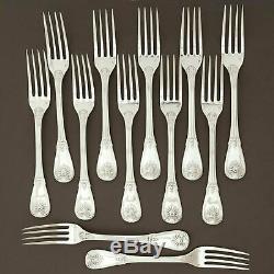 PUIFORCAT Antique French Sterling Silver Dinner Forks Set Armorial Coat of Arms