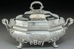 Paul Storr, Antique English, Sterling Silver Soup Tureen. London 1835. Crested