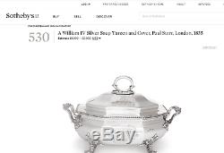 Paul Storr, Antique English, Sterling Silver Soup Tureen. London 1835. Crested