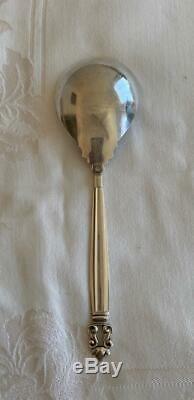 Pretty Georg Jensen Acorn Sterling Silver 9 Serving Spoon 114.2 Grams