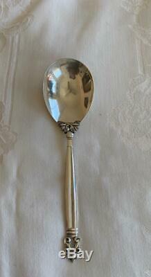 Pretty Georg Jensen Acorn Sterling Silver 9 Serving Spoon 114.2 Grams