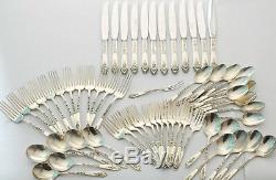 Promise Sterling Silver Royal Crest Flatware 12 Place Settings 61 pieces