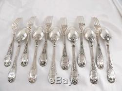 Puiforcat Antique French Sterling Silver Luncheon Flatware Set Mascaron Satyrs