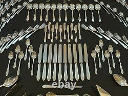 RARE 236 Piece Tiffany Feather Edge Sterling Flatware Silverware Set For 12