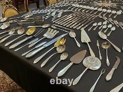RARE 236 Piece Tiffany Feather Edge Sterling Flatware Silverware Set For 12