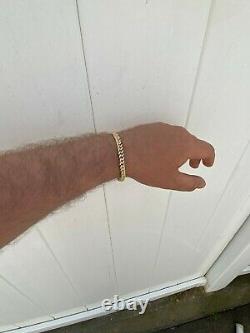 REAL 14k Gold Over 925 Sterling Silver 6mm Iced Miami Cuban Bracelet Men Ladies