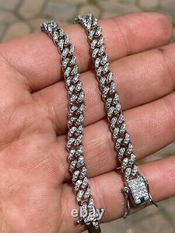 REAL 925 Sterling Silver 6mm Iced Miami Cuban Bracelet Men Ladies HipHop Diamond