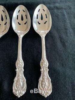 REED & BARTON FRANCIS I 1st STERLING SILVER 6 SLOTTED SERVING SPOONS 8 3/8