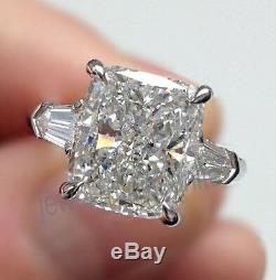 Radiant 3.28 Ct Near White Moissanite Engagement Party Ring 925 Sterling Silver