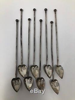 Raimond Sterling Silver Set of 8 Mint Julep Ice Tea Sipper Straw Spoons 7 5/8