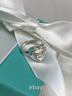 Rare Tiffany & Co. Sterling Silver 925 Return To Tiffany 12mm Heart Signet Ring
