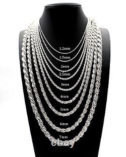 Real 925 SOLID Sterling Silver Diamond-Cut ROPE Chain Necklace or Bracelet ITALY