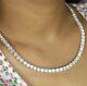 Real 925 Sterling Silver 5 Mm Round Cut White Diamond Tennis Chain Necklace
