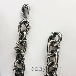 Real 925 Sterling Silver Bracelet Crow's Head Hook Nail Link