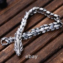 Details about   Real 925 Sterling Silver Bracelet Link Dragon Scales Bones Chain 