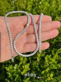 Real 925 Sterling Silver Diamond Cut Sparkle Ice Rope Chain Necklace 3-5mm ITALY