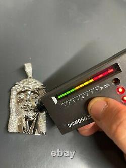 Real 925 Sterling Silver MOISSANITE Jesus Piece Iced Pendant Pass Diamond Tester