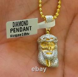 Real Diamond 0.30 Ctw Sterling Silver Jesus Pendant Moon Cut Chain Necklace