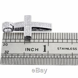 Real Diamond Cross Pendant Mini Jesus. 925 Sterling Silver Pave Charm 0.33 CT
