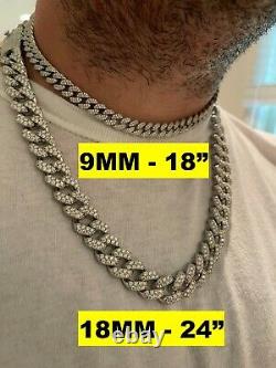 Real Miami Cuban Link Chain Iced Diamond Out Solid 925 Sterling Silver Necklace