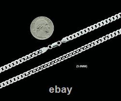 Real SOLID 925 Sterling Silver CURB CUBAN Chain Necklace or Bracelet Mens Womens