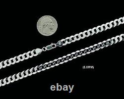 Real SOLID 925 Sterling Silver CURB CUBAN Chain Necklace or Bracelet Mens Womens