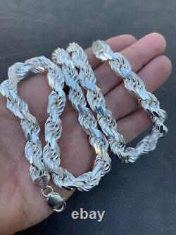 Real Solid 925 Sterling Silver 11mm Thick Men's Rope Chain Necklace Heavy Kilo