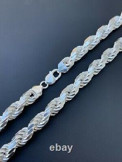 Real Solid 925 Sterling Silver 11mm Thick Men's Rope Chain Necklace Heavy Kilo