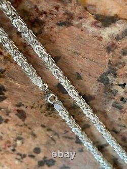 Real Solid 925 Sterling Silver Byzantine Rope Chain Mens Necklace 2.5-5mm 18-30