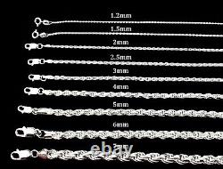 Real Solid 925 Sterling Silver Diamond Cut Rope Chain Italian Necklace Bracelet