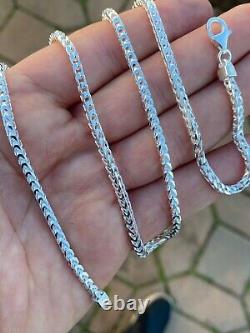 Real Solid 925 Sterling Silver Franco Chain 2-5mm Box Necklace Men Ladies 18-30