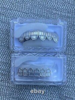 Real Solid 925 Sterling Silver Grillz Baguette Iced Grills Top Or Bottom Teeth