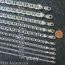 Real Solid 925 Sterling Silver Mens Mariner Chain Link Bracelet or Necklace
