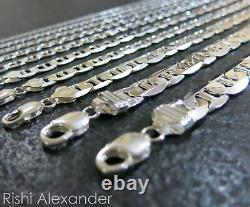 Real Solid 925 Sterling Silver Mens Mariner Chain Link Bracelet or Necklace