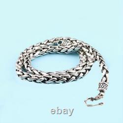 Real Solid 925 Sterling Silver Necklace Braided Chain Men 20 26