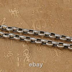 Real Solid 925 Sterling Silver Necklace Oval Vajra Loop Chain 18-32