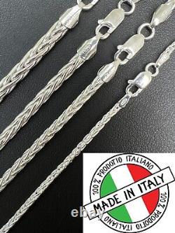 Real Solid 925 Sterling Silver Spiga Rope Wheat Chain Necklace 2-5mm 16-30
