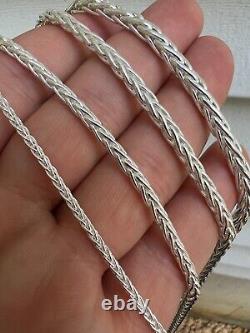Real Solid 925 Sterling Silver Spiga Rope Wheat Chain Necklace 2-5mm 16-30