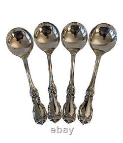 Reed & Barton Burgundy Sterling Silver Cream Soup Spoons Set of 4 No Monogram
