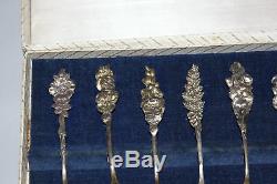Reed & Barton Sterling Silver Harlequin Demitasse 8 PC. Spoon Set Ornate Floral